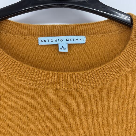 Antonio Melani 100% Cashmere Sweater Women’s Large Mustard Crewneck - Picture 4 of 9